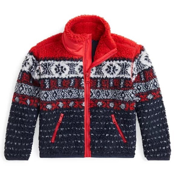 Polo Ralph Lauren Toddler and Little Girls Fair Isle Teddy Fleece Sweatshirt NWT
